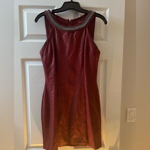 Guess Deep Red Sheer Back Dress
